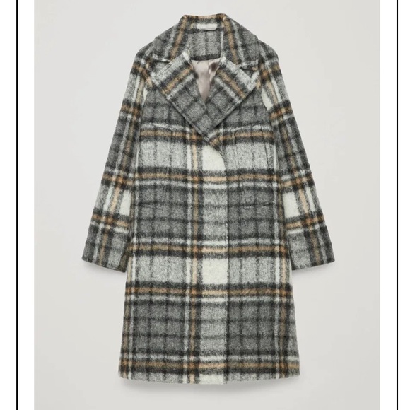 COS Jackets & Blazers - COS Plaid Brushed Mohair Wool Coat Gray Size 6